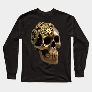 Metal Machine Gears Skull Steampunk Long Sleeve T-Shirt